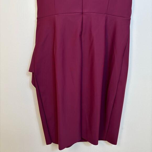 Alex Evenings Compression Dress Size 14 Ruffle Skirt Beaded Detail Wine Cocktail - Picture 6 of 14